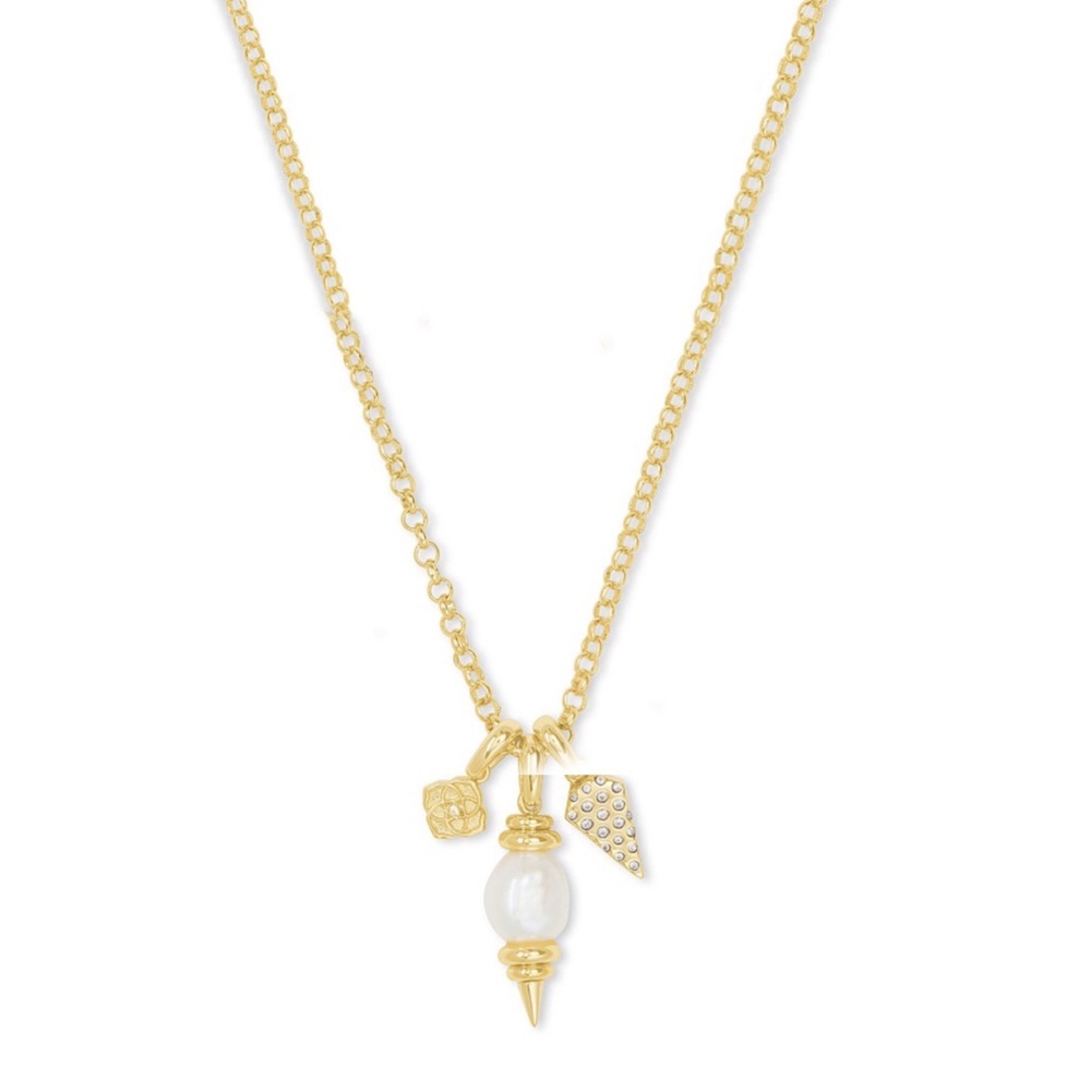 KENDRA SCOTT • Gold Demi Charm White Baroque Pearl Necklace - Picture 3 of 4